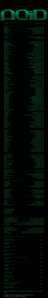 January 1997 Member/Site Listing by ACiD Staff