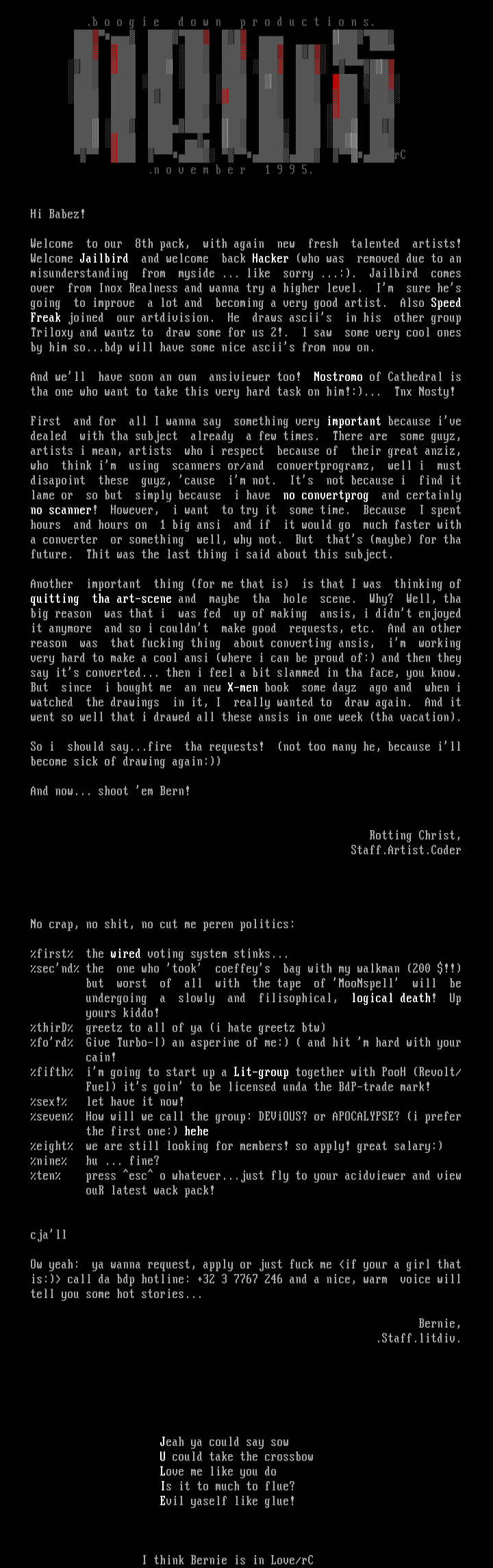 BDP Newsfile - NOVEMBER 1995 by Staff