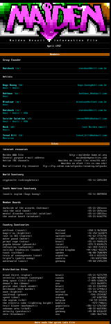 maiden: info file - april 1997 by maiden staff