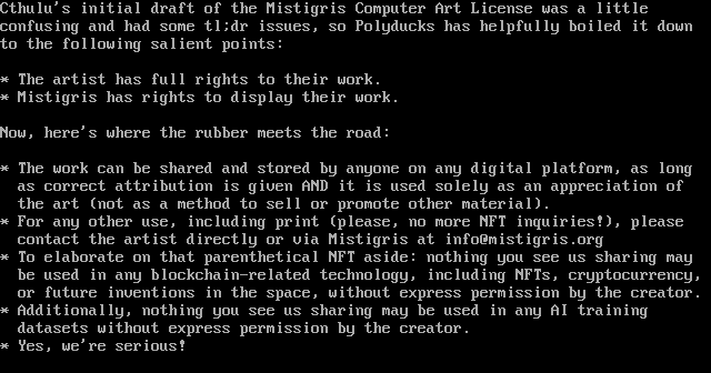 Mistigris Computer Art License by Cthulu and Polyducks