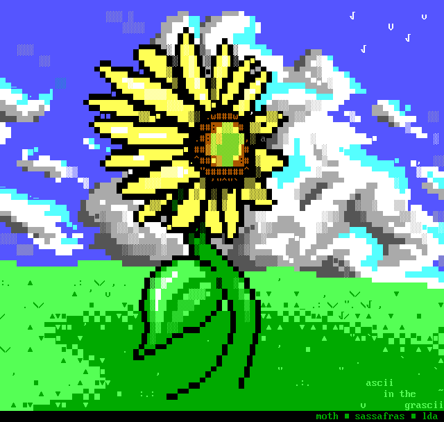 ascii in the grasscii by lda / sass / moth