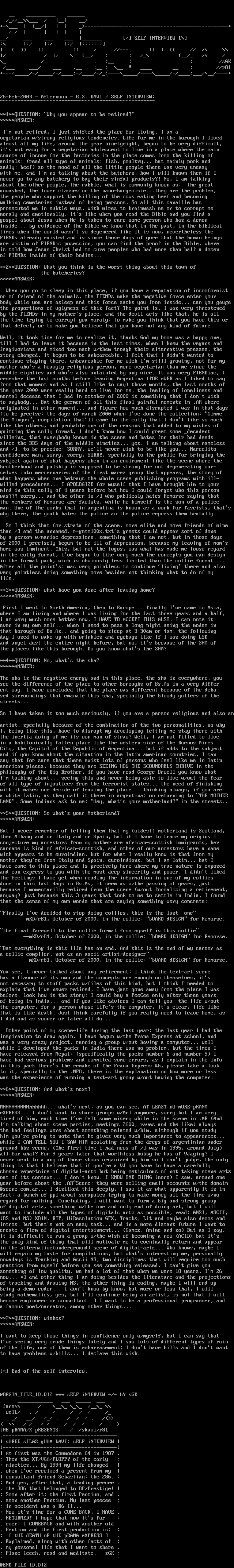 sGK (sELF)iNTERVIEW by sILAZ