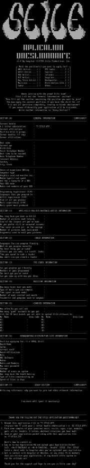 Stile Application Questionnaire by Gangstar